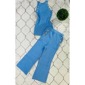 DAIMARAN Rome Women's  Matching Set 2 Pieces Light Blue Tank Top + Pants S